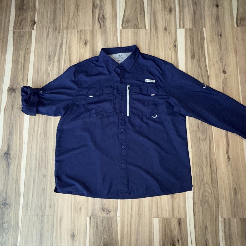 RealTree Fishing Windbreaker Zip Jacket Size  2XL Patriot Blue‎ Fly Fishing Blue